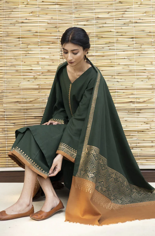 Asiling - Winter 3PC Dhanak Embroidered Shirt  -