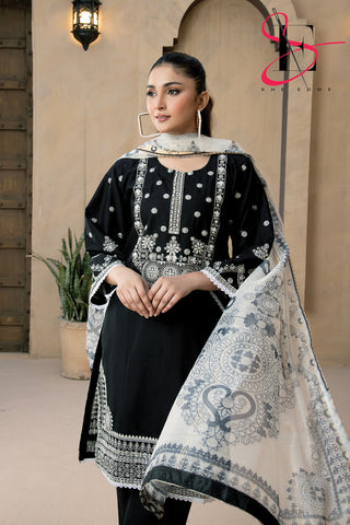 NEW– Luxury SEQ Embroidered 3-Piece in DHANAK UNSTICED