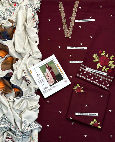 URGE -  – Luxury Embroidered 3-Piece in DHANAK UNSTICED