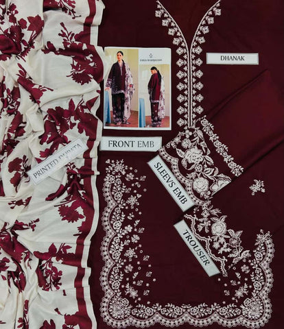 ZARA SHAHJAHAN  Dhanak Embroidered 3 Piece | AS-19